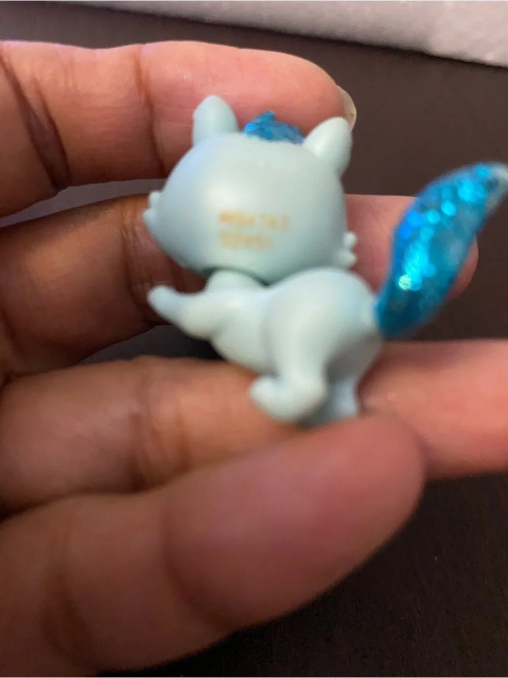 Littlest Pet Shop Blue Glitter Kitten on Bright Blue Chair